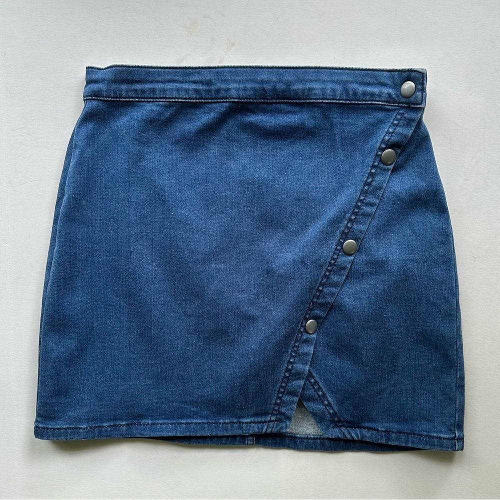 Free People Denim Mini Skirt in Dark Blue